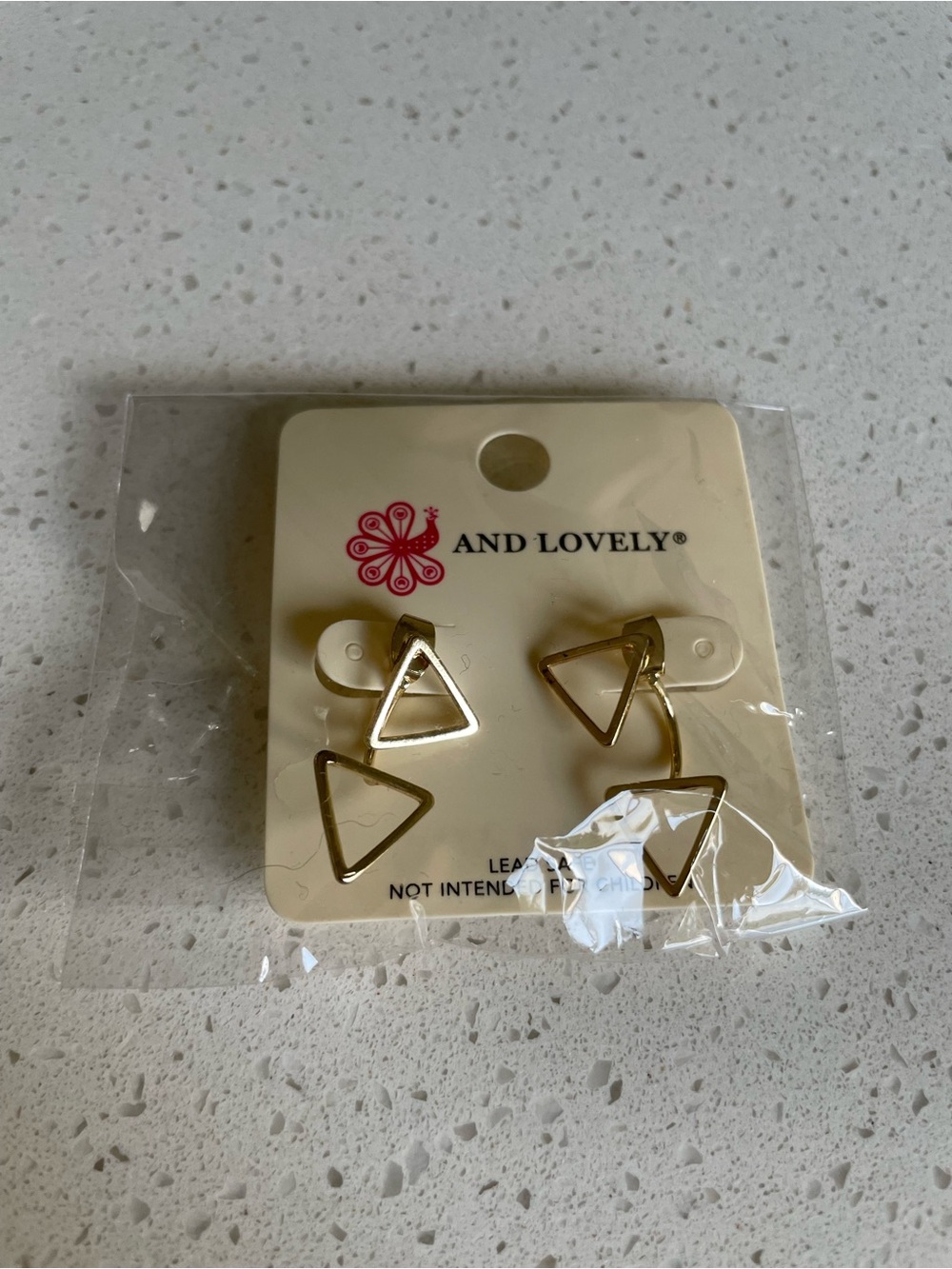 AND LOVELY Gold Tone Triangle Dangle Earrings Lead Safe New with tags